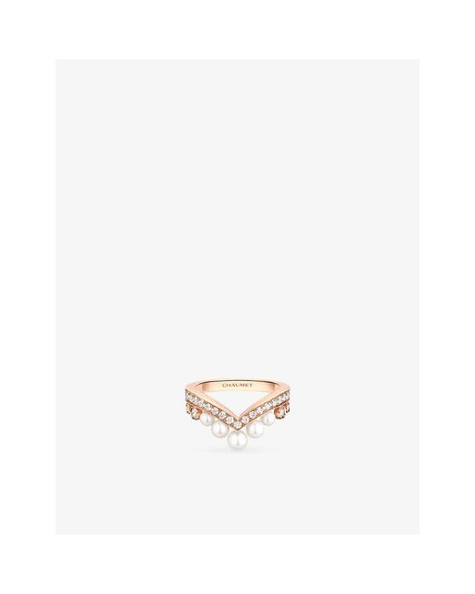 Chaumet White Joséphine Aigrette 18Ct Rose- 0.4Ct Brilliant-Cut Diamond And 1.7Ct Akoya Pearls Ring