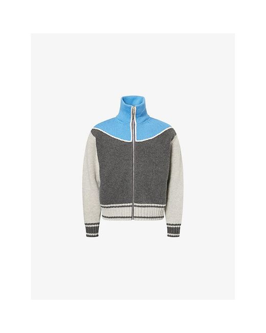 Bottega Veneta Blue Colour-Block Knitted Jacket for men