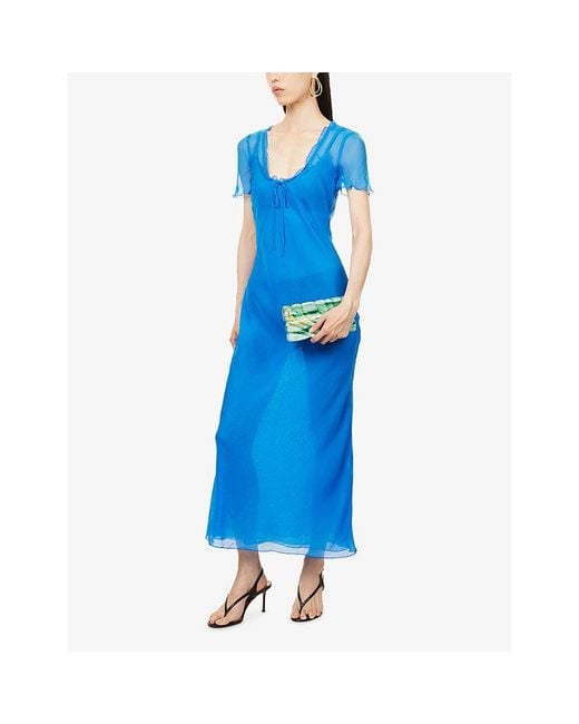 Rat & Boa Blue Anessa Drawstring Cupro Midi Dress
