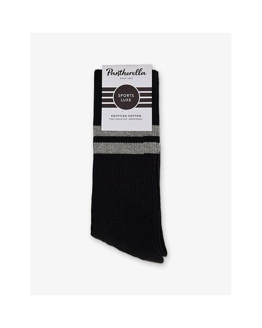 Pantherella Black Spirit Socks Sports-Lux Cotton-Blend Crew Socks for men