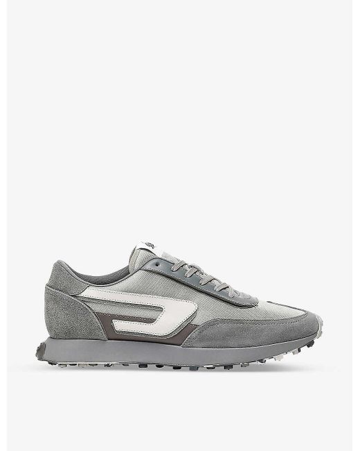 DIESEL Gray S-racer Lc Camo-print Leather-blend Trainers for men