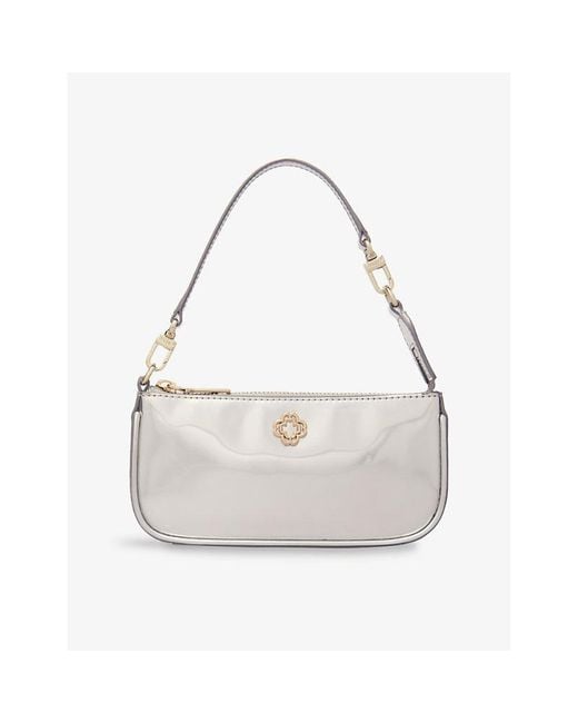 Maje White Sarah Mirrored Leather Clutch Bag