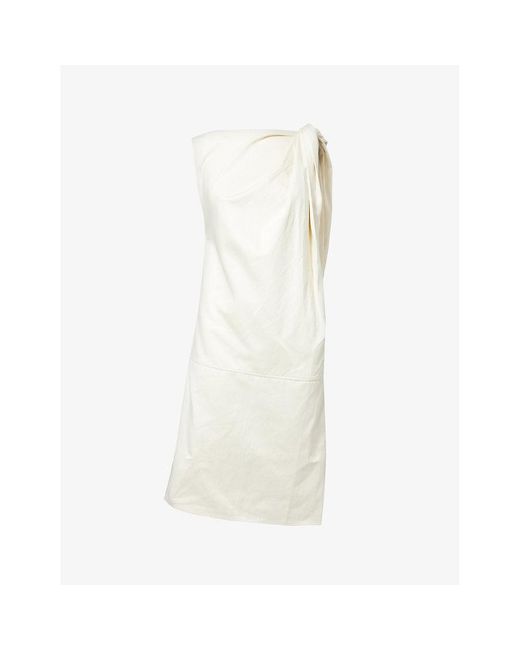 Totême  White Twisted-design Organic-cotton And Linen-blend Mini Dress