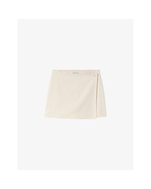 Claudie Pierlot White Straight-Cut Flared Stretch-Woven Skort