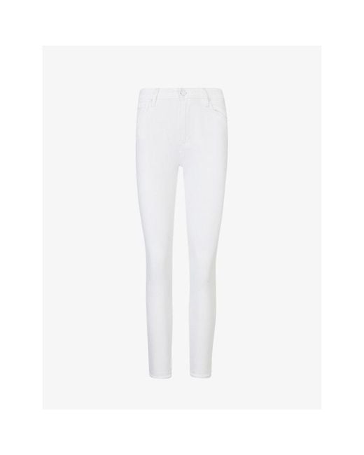 PAIGE White Hoxton Cropped Skinny-Leg High-Rise Stretch-Denim Jeans