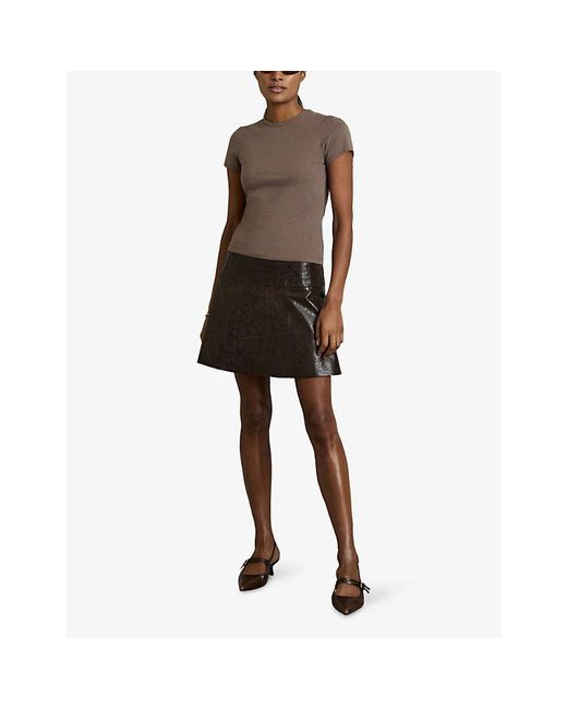 Reiss Brown Jolie Slim-Fit Cotton-Jersey T-Shirt