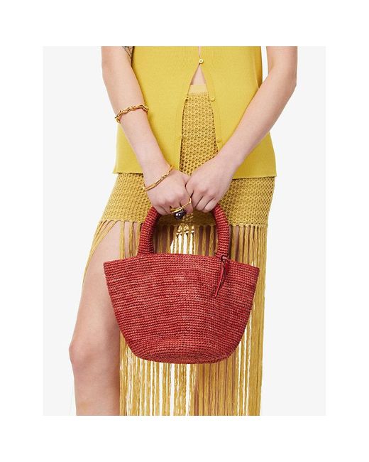Manebí Red Summer Branded-charm Raffia Bag