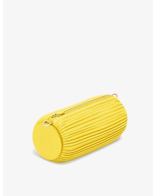Loewe Bracelet Pouch Pleated Leather Shoulder Bag in Lemon (Yellow) | Lyst
