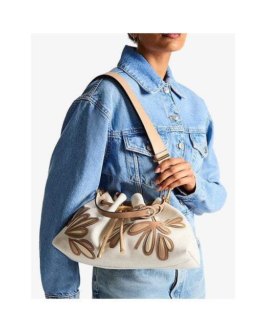 Jimmy Choo White Cinch Medium Canvas Shoulder Bag
