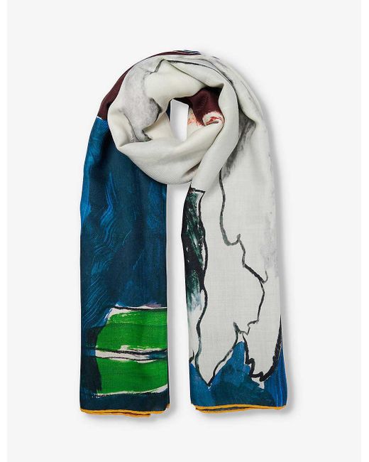 Burberry Blue Duck Cashmere And Silk-blend Scarf