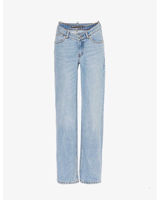 Alexander Wang Blue V-front Relaxed-fit Straight-leg High-rise Jeans
