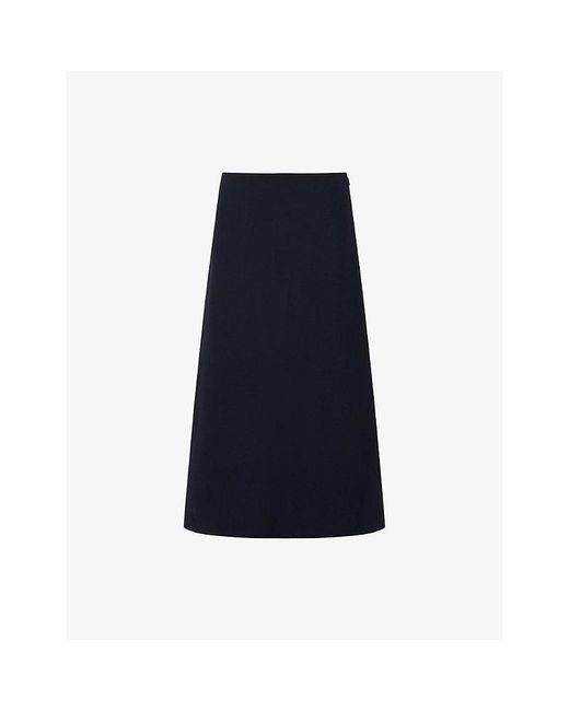 Marni Blue A-Line Wool Crêpe Midi Skirt