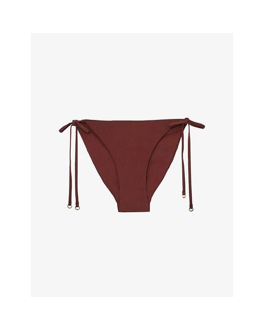 Reiss Purple Ruby Side-Tie Stretch-Woven Bikini Bottoms