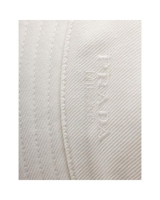 Prada Gray Drill Logo-Embroidered Cotton-Twill Cap