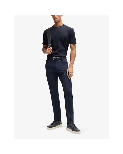 Boss Black Striped-Trim Slim-Fit Cotton-Jersey T-Shirt for men