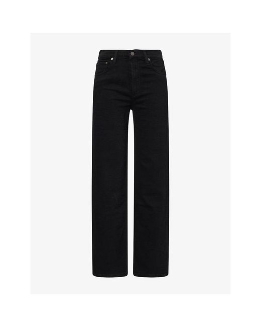 Citizens of Humanity Black Palma Straight-Leg Cotton-Stretch Denim Jeans