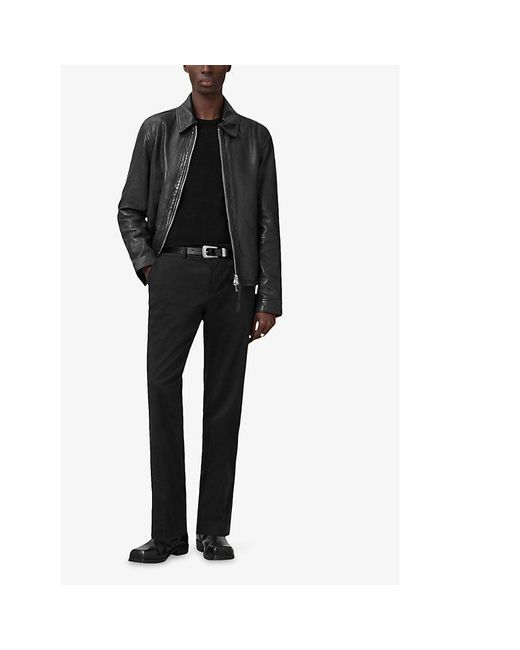 AllSaints Black Mode Merino Marl-Pattern Wool Crew Jumper for men
