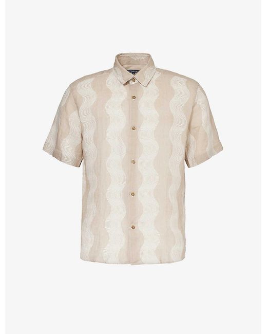 Frescobol Carioca White Castro Cabana Wave Stripe-pattern Relaxed-fit Linen Shirt X for men