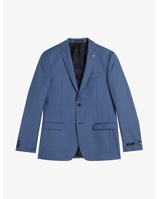 Ted Baker Blue Camdejs Slim-fit Single-breasted Wool Suit Jacket for men
