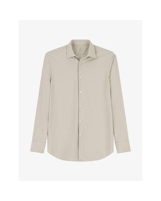 Boggi Natural Slim-Fit Long-Sleeved Stretch-Woven Shirt for men