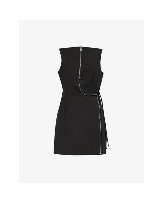 Wynn Hamlyn Black Lucie Abstract-zipper Cotton-blend Mini Dress