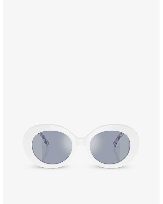 Dolce & Gabbana White Dg4448 Oval-frame Acetate Sunglasses