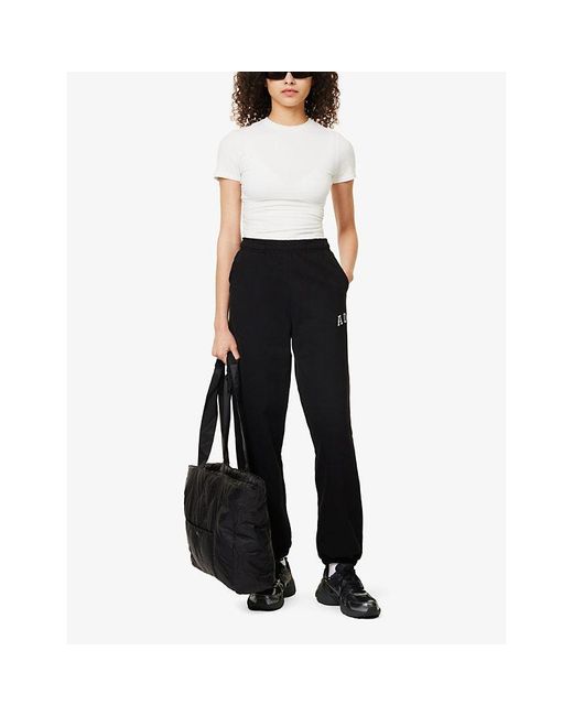 ADANOLA Black Straight-leg Organic Cotton-jersey jogging Botto