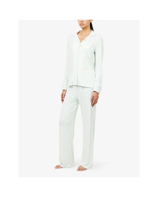 THE NAP CO White Printed Ribbed Long-Sleeve Modal-Jersey Pyjama Set
