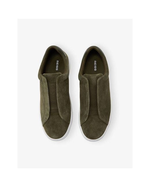 Reiss Green Emil Suede Trainers for men