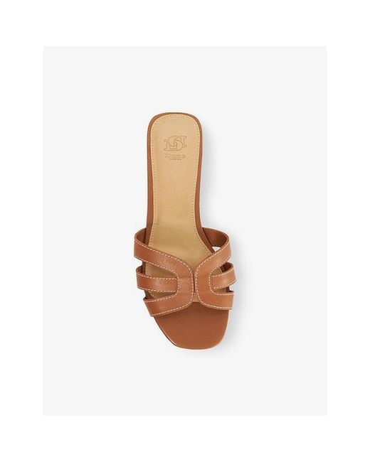 Dune Brown Larissa Leather Sliders