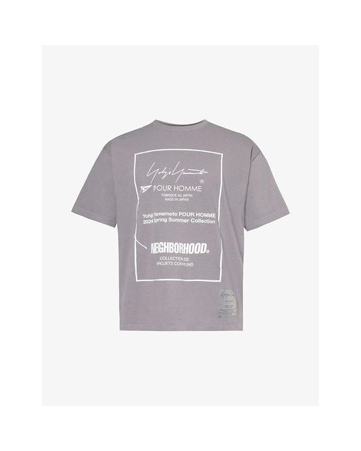 Yohji Yamamoto Gray X Neighborhood Graphic-print Cotton-jersey T-shirt X for men