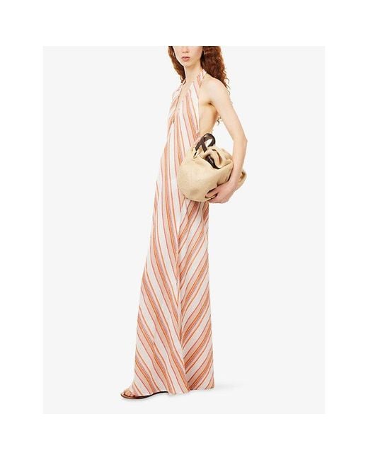 ME+EM Pink Stripe Belted Cotton Maxi Beach Dress