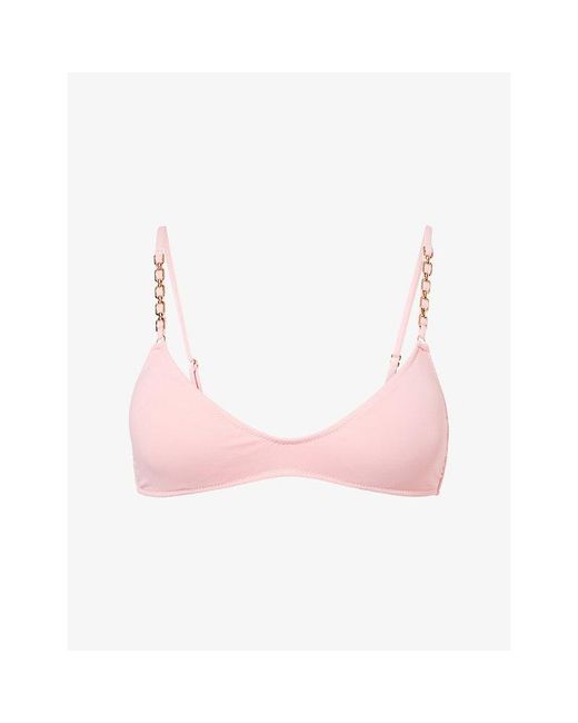 Melissa Odabash Pink Lima Chain-Embellished Bralette Bikini Top