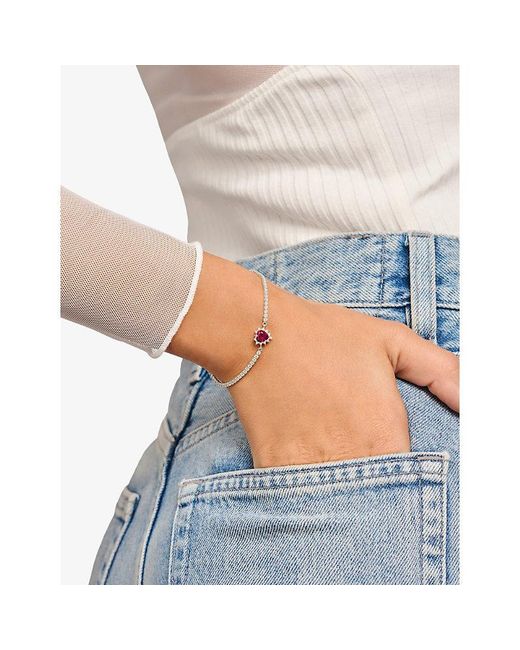 Thomas Sabo White True Romance Heart Sterling- Lab-Grown Ruby And Cubic Zirconia Bracelet
