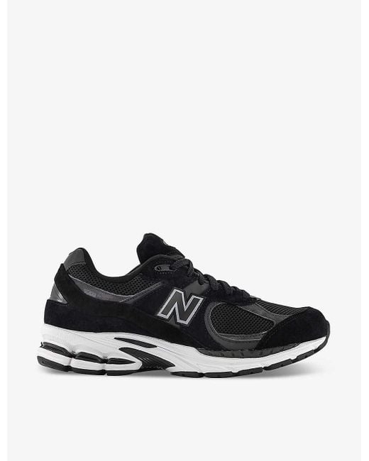 New Balance Black 2002 Logo-patch Suede And Mesh Low-top Trainers for men