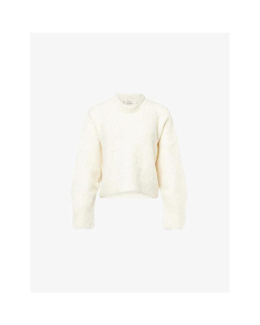 Dissh White Salma Tuck Sleeve Brushed Alpaca-Blend Knit Jumper