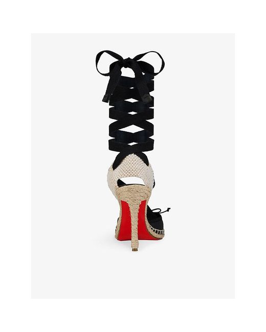 Christian Louboutin Black Cassiadrilla 100 Woven Heels