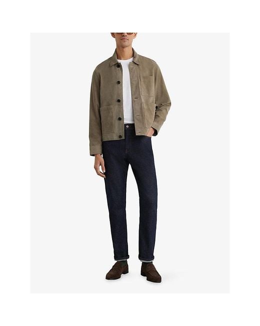 Reiss Brown Danny Suede Worker Jacket for men