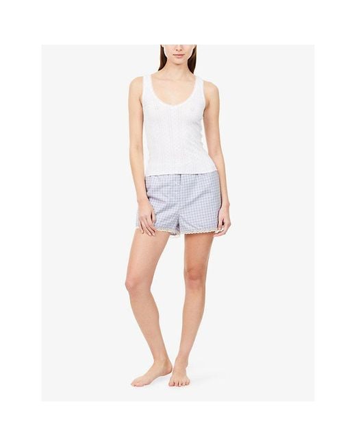 Cou Cou Intimates White The Scoop-Neck Pointelle-Knit Cotton Tank Top
