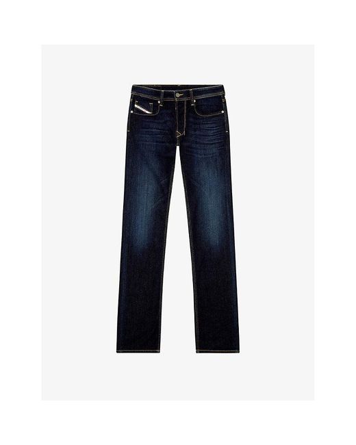 DIESEL Blue 985 Larkee Faded-wash Straight-leg Stretch-denim Jeans for men