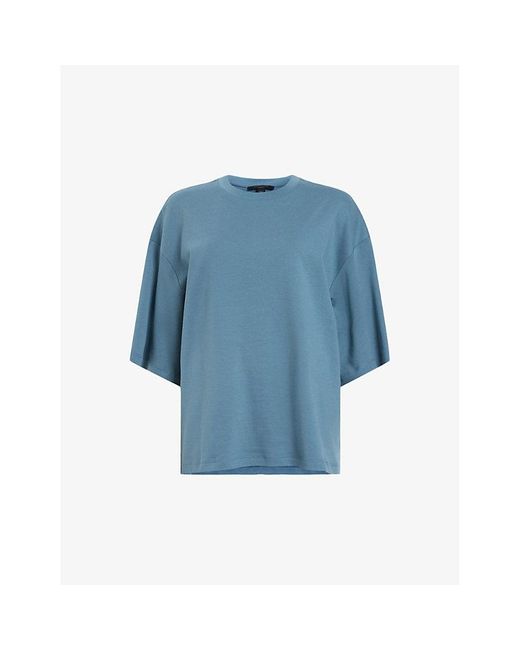 AllSaints Blue Amelie Relaxed-fit Short-sleeve Organic-cotton T-shirt