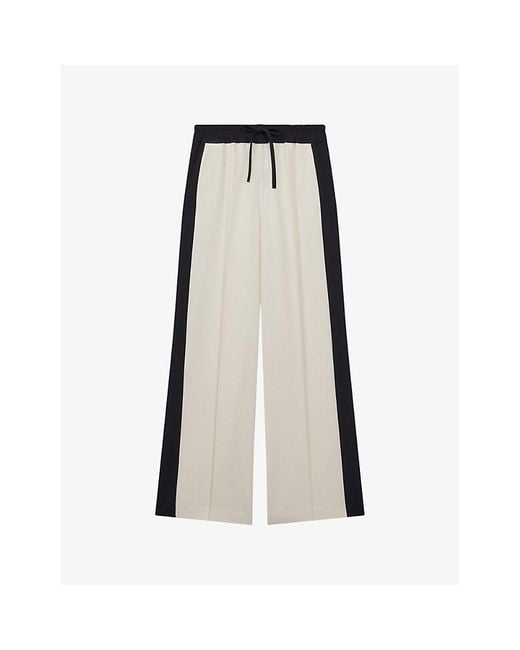 Reiss Natural May Elasticated-waist Side-stripe Woven Trousers 1