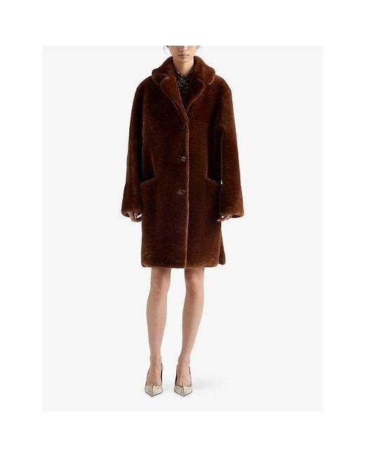 Prada Brown Shearling Midi Coat