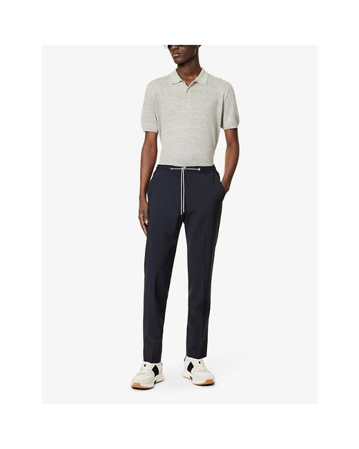 Corneliani Blue Drawstring-waistband Slip-pocket Regular-fit Straight-leg Woven Trousers for men