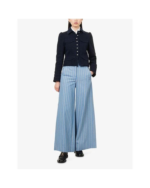 ME+EM Blue Short Military Cotton Jacket