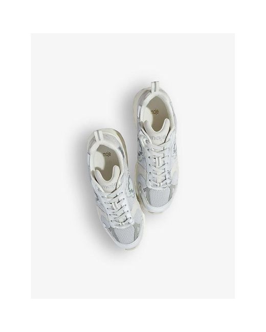 Maje Gray Clover-embroidered Chunky-sole Low-top Leather Trainers