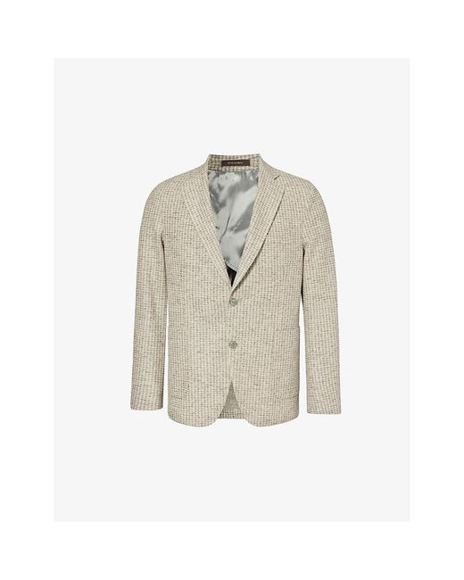 Oscar Jacobson Natural Ferry Patch-pocket Single-breasted Cotton-blend Blazer for men