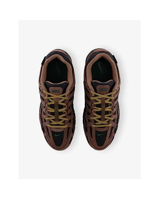 Nike Brown P-6000 Suede And Woven Trainers for men