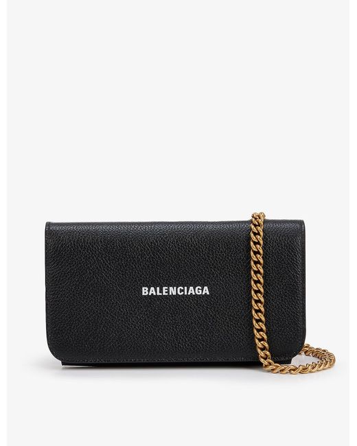 Balenciaga Cash Leather Cross-body Bag in Black | Lyst
