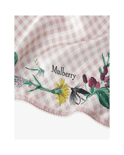 Mulberry Multicolor River Side Floral-Print Square Silk-Twill Scarf